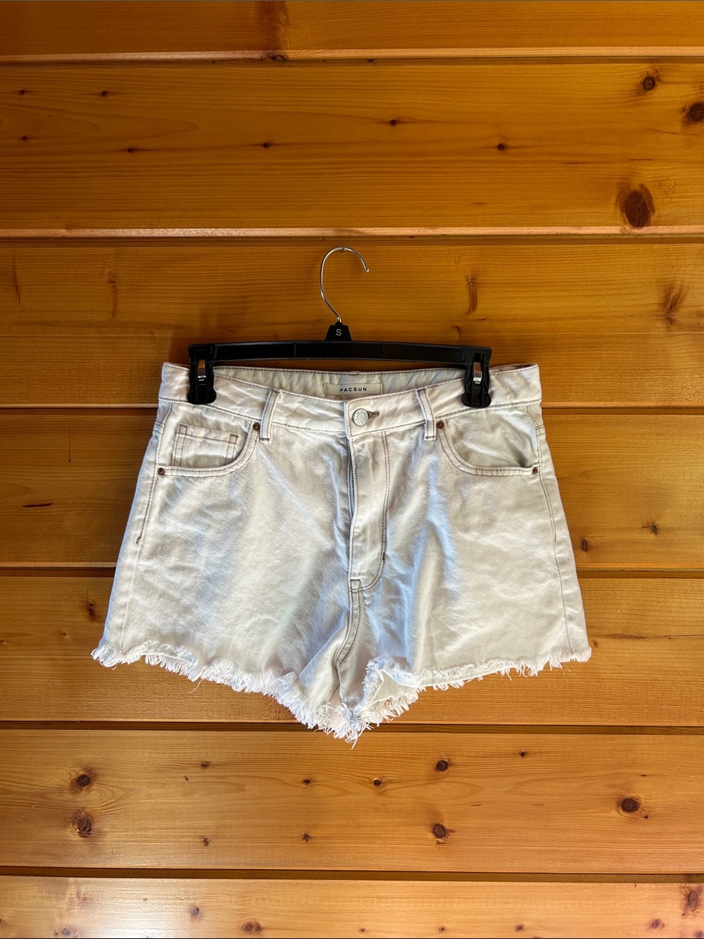 PacSun White Frayed Hem Denim Shorts